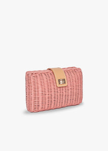 Lou Wicker Straw Clutch Bag