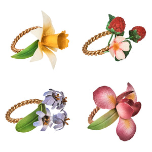 Meadow Walk Floral Napkin Ring Assorted, Set of 4 in Multi