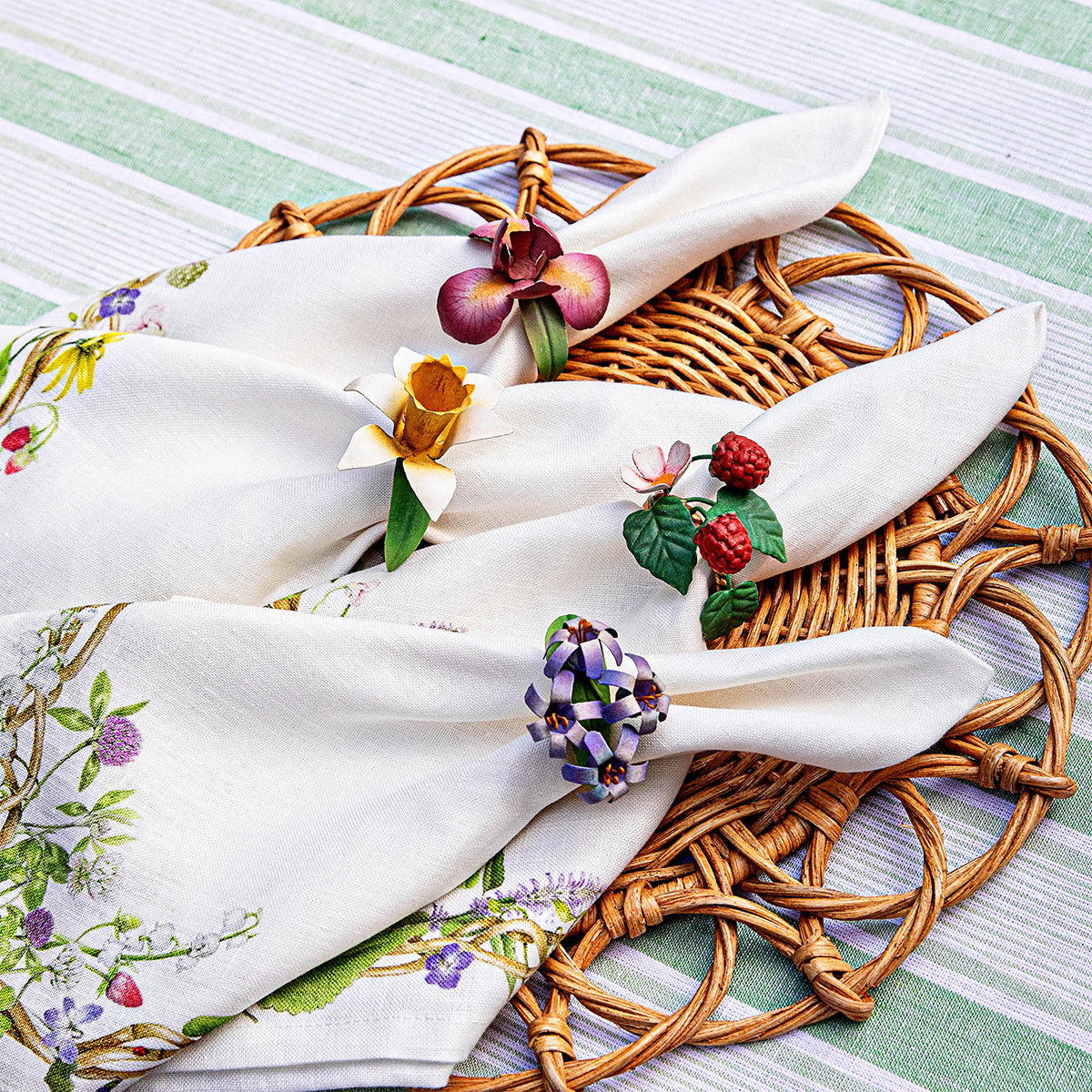 Meadow Walk Floral Napkin Ring Assorted, Set of 4 in Multi