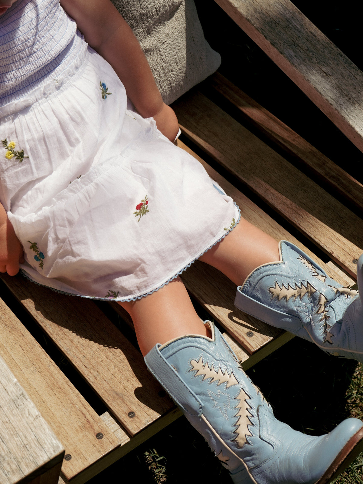 Little Lady Field Dress in White with Embroidery