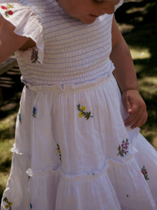 Little Lady Field Dress in White with Embroidery