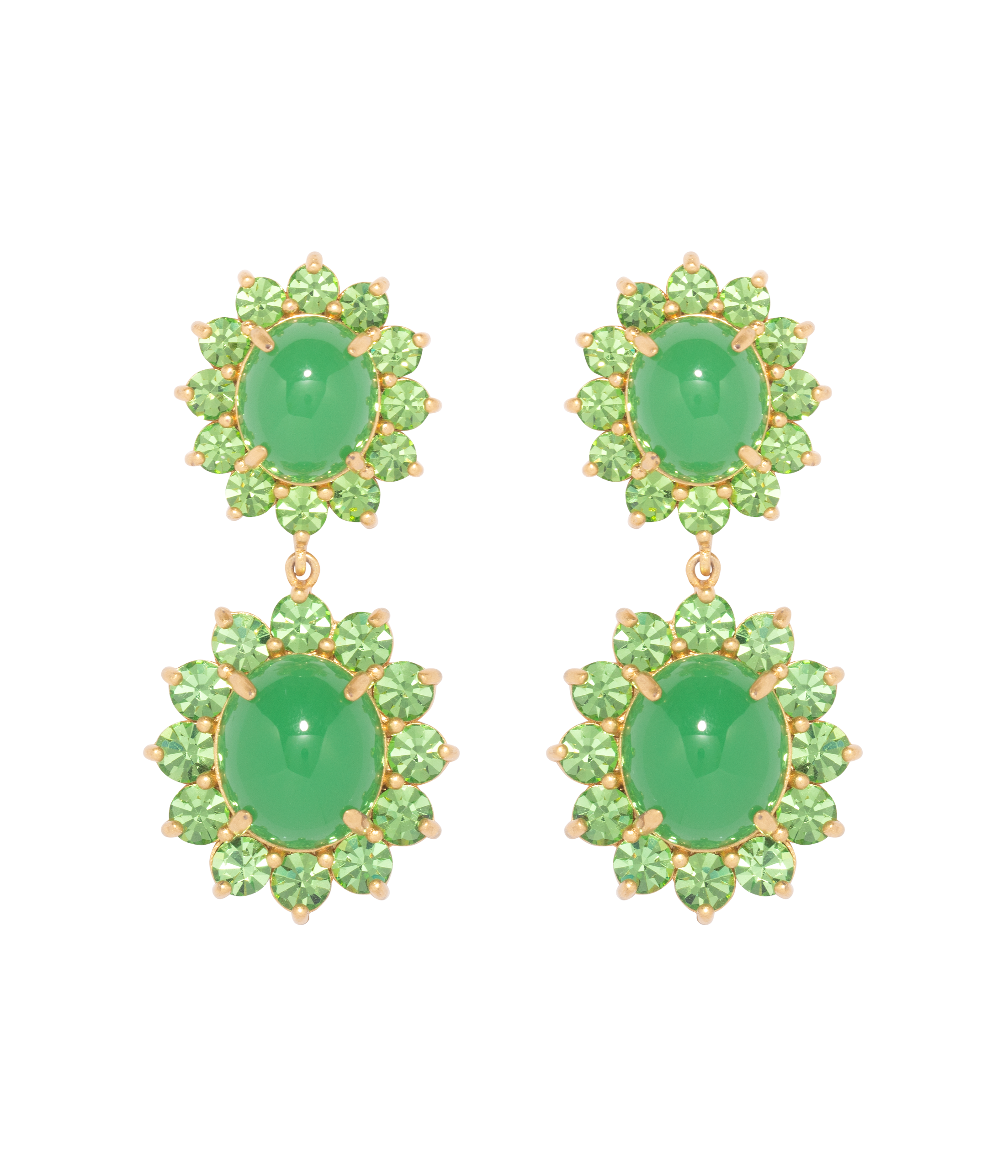 Georgie Drop Earrings in Green