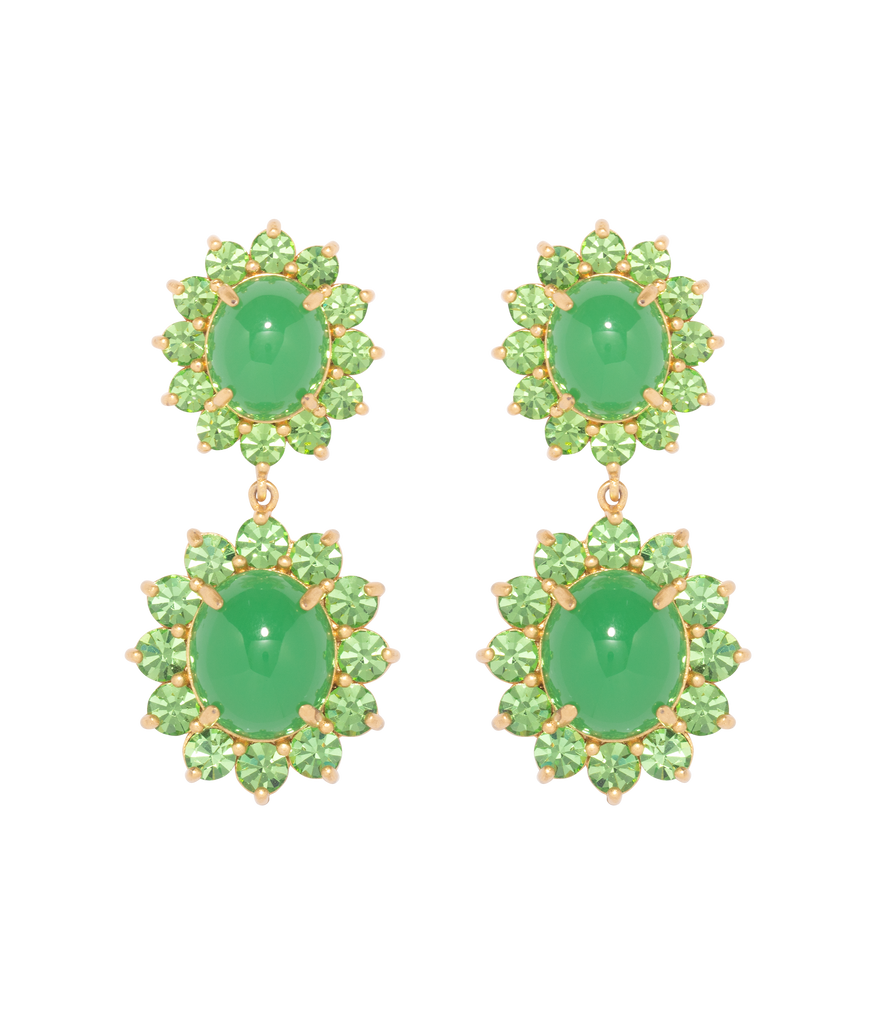 Georgie Drop Earrings in Green