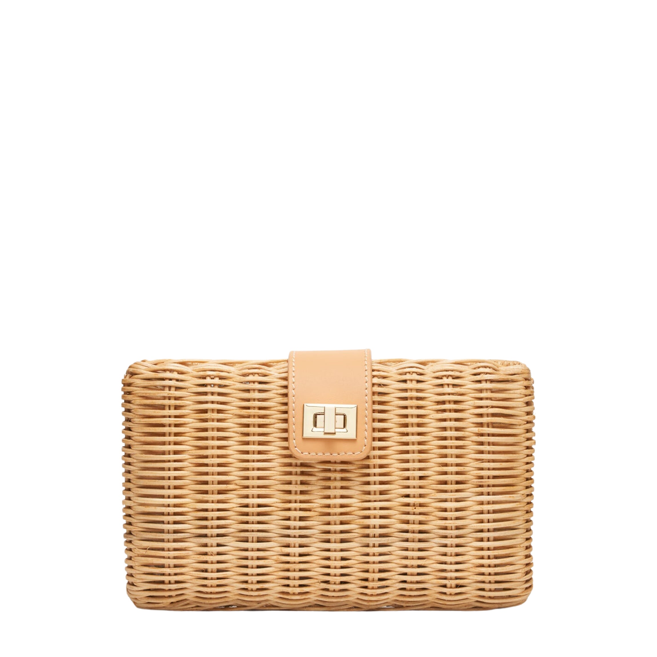 Lou Wicker Straw Clutch Bag