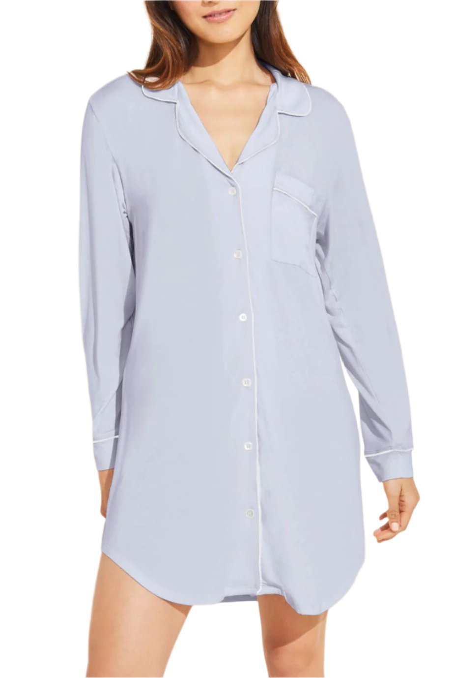 Gisele Sleepshirt in Ice Blue/Ivory