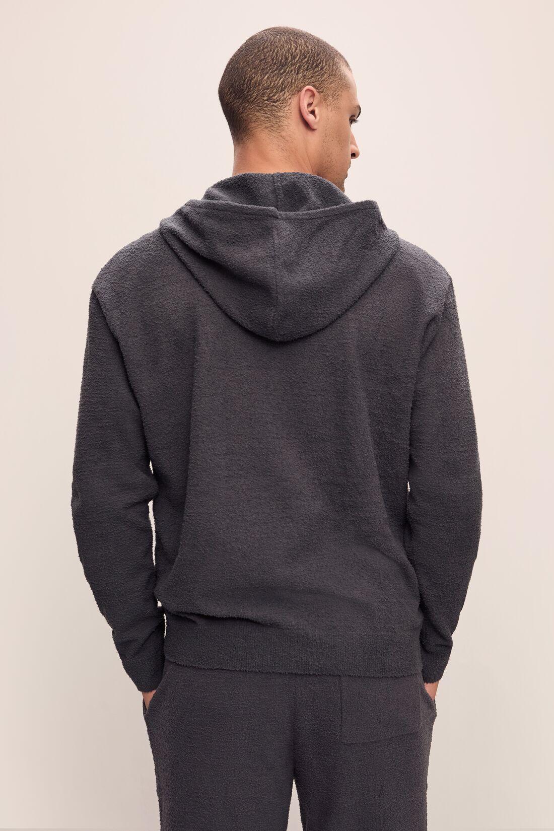 Recycled Boucle Men’s Hoodie In Graphite