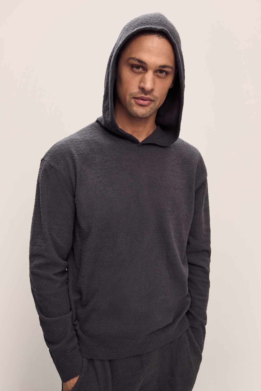 Recycled Boucle Men’s Hoodie In Graphite