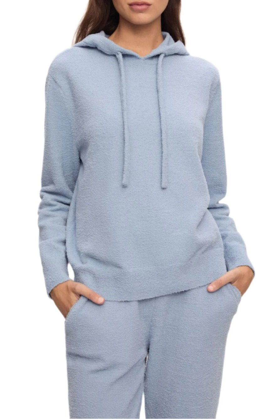 Recycled Boucle Hoodie In Wedgewood Blue