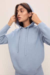 Recycled Boucle Hoodie In Wedgewood Blue