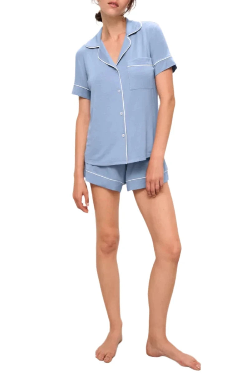 Gisele The Relaxed Short Pj Set In Coastal Blue/Ice Blue