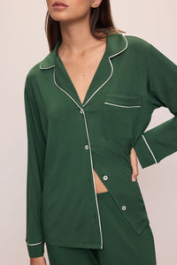 Gisele Long Pj Set In Forest Green/Ivory