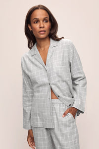 Flannel Long Pj Set In Wintercheck Heather Grey