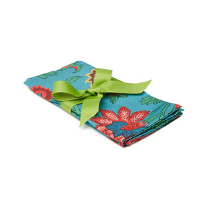 Large Napkins in Dragon Flower Turquoise, Set of 2