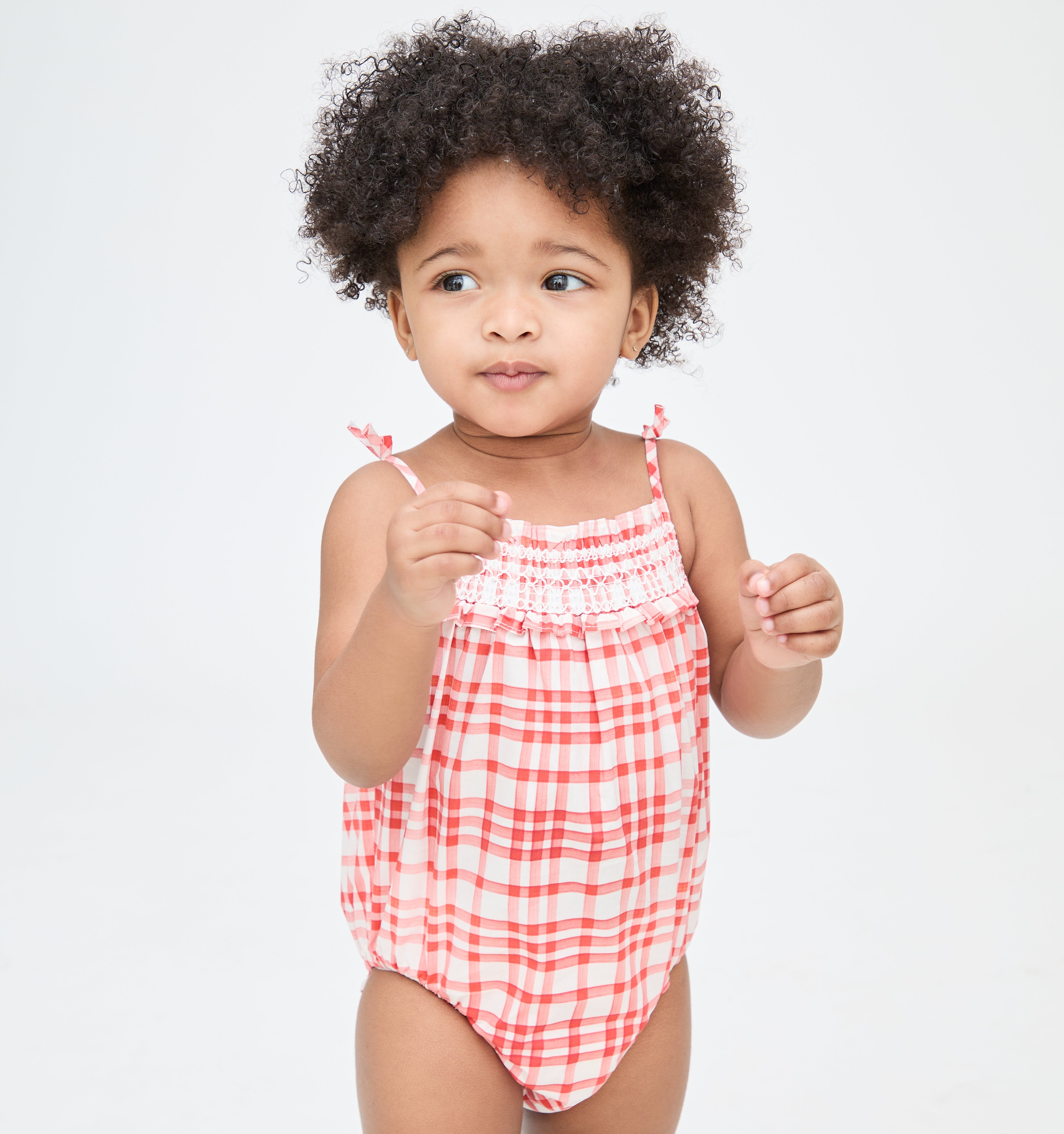 The Baby Kendall Bubble in Cherry Watercolor Gingham