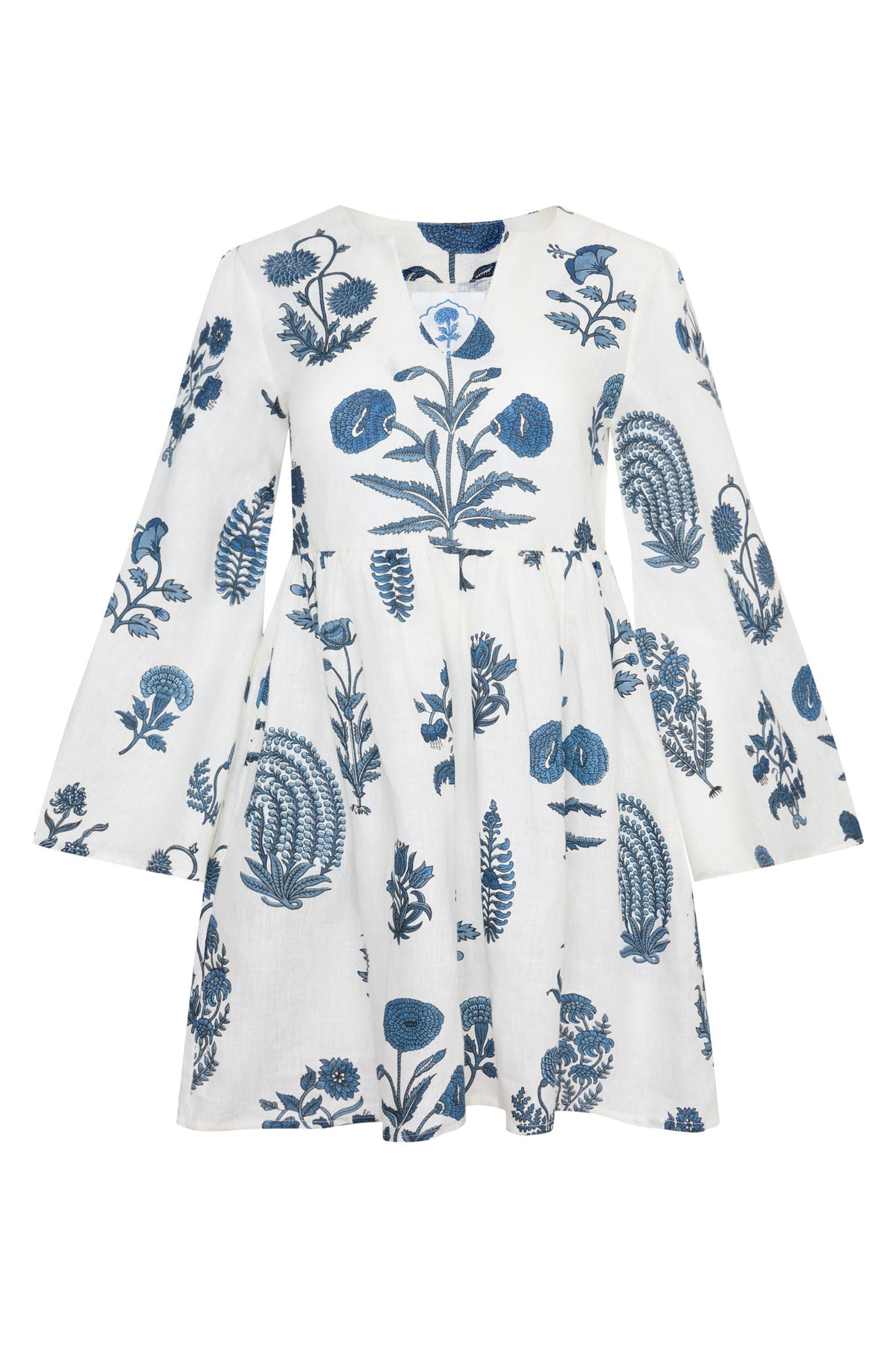 Lugano Mini Dress in Indigo Botantical