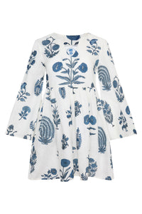 Lugano Mini Dress in Indigo Botantical