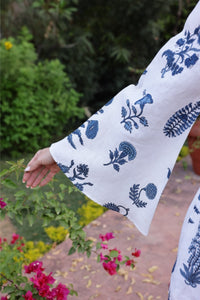Lugano Mini Dress in Indigo Botantical