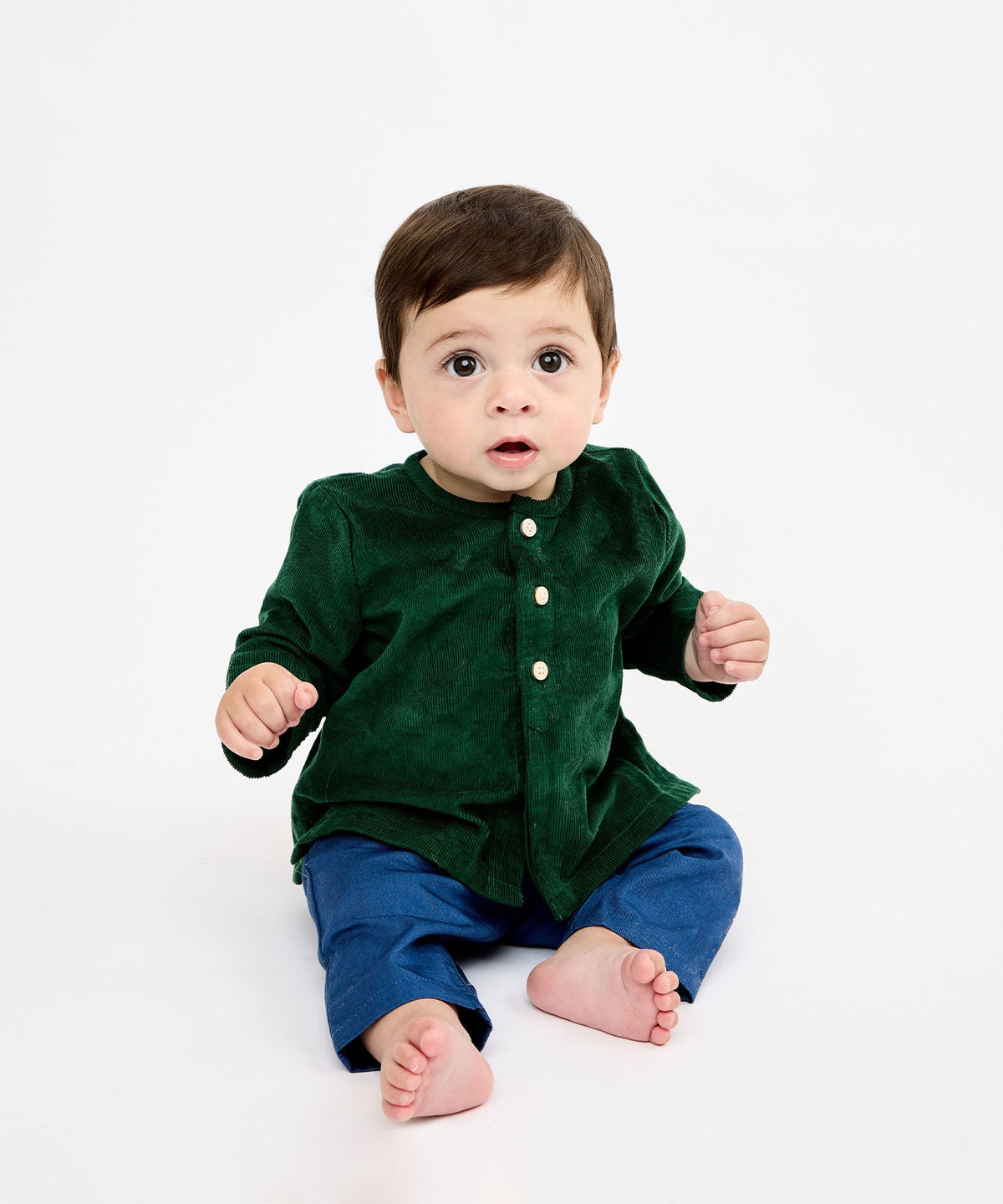 Lupo Baby Shirt in Forest Corduroy