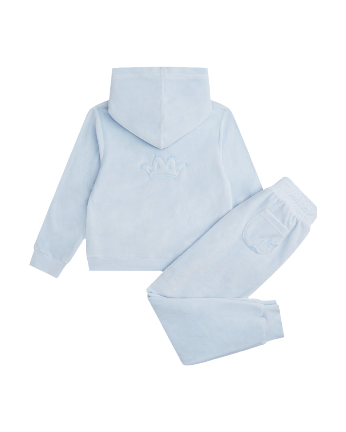 Tino Crown Velour Loungewear Set in Child Dusty Blue