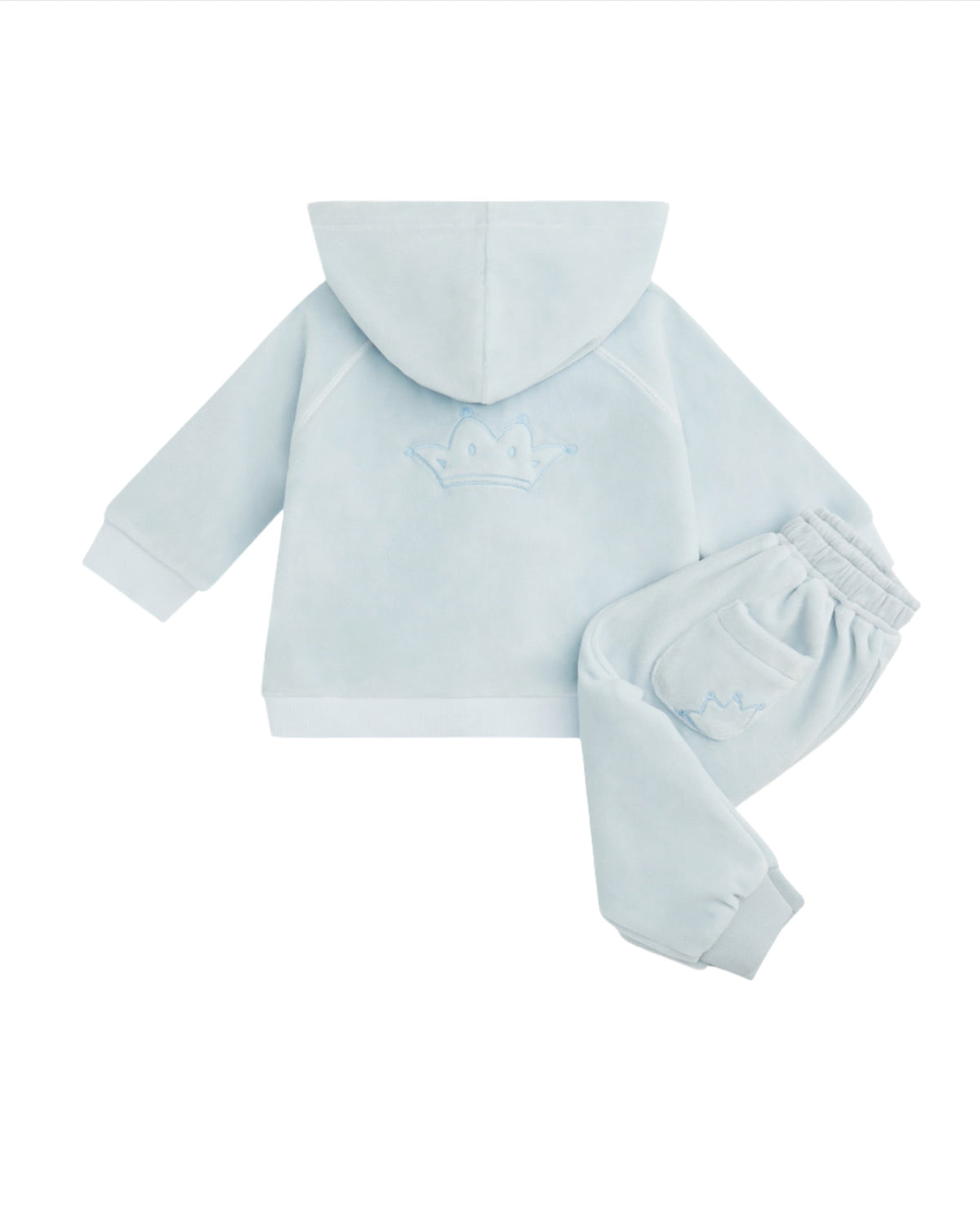 Tino Crown Velour Loungewear Set in Baby Dusty Blue