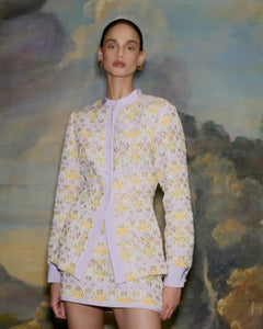Raven Pastel Metallic Tweed Long Sleeve Button Down Top