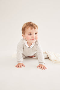 Pointelle Star Crawler Set in Grey