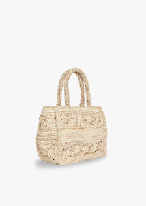 Mini Amina Straw Tote Bag in Natural