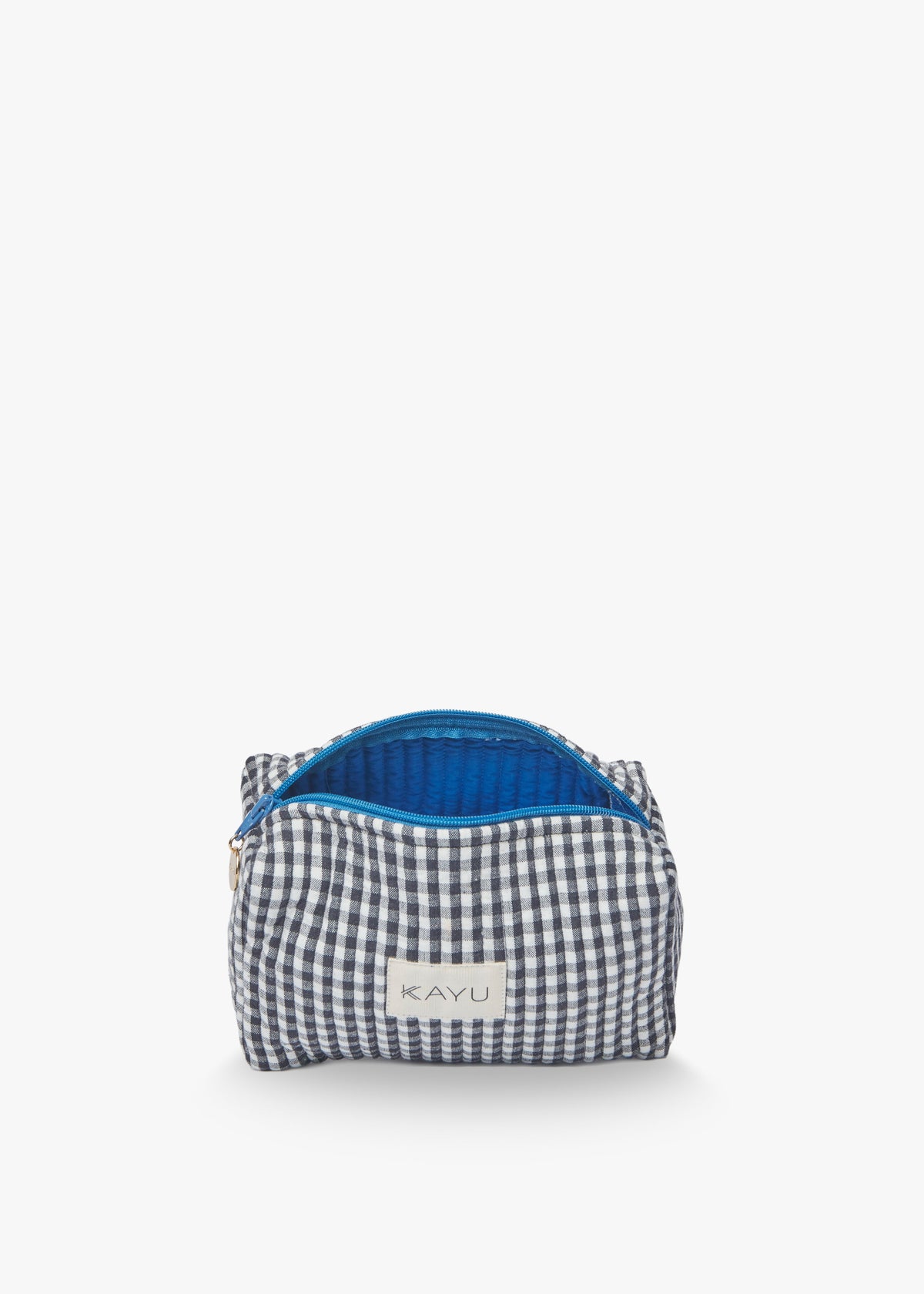 Mini Elsie Travel Case Zip Pouch Bag in Black Gingham