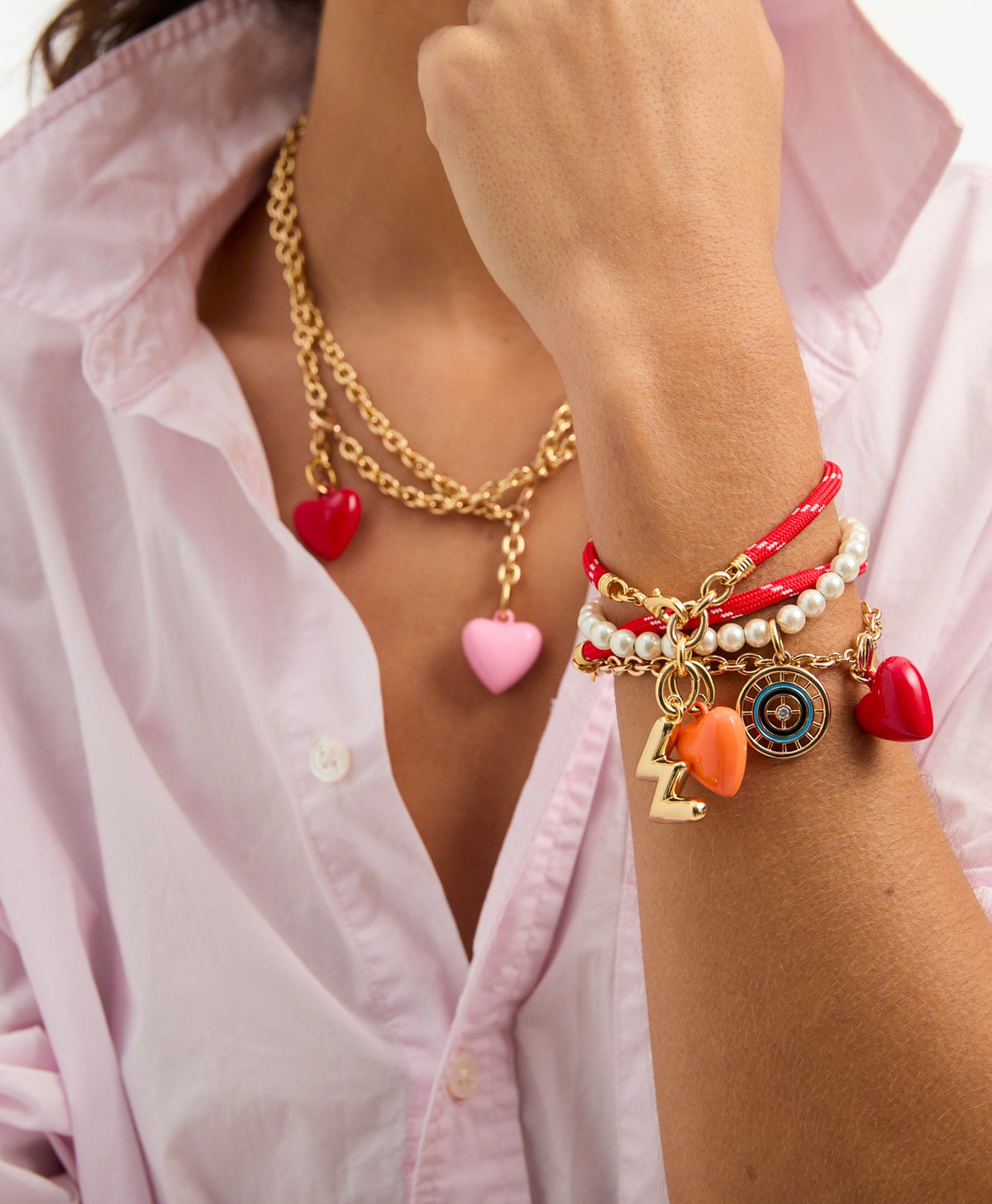 The Happy Cord Charm Bracelet in Red
