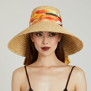 Mirabel Wide-Brim Sunhat in Orange