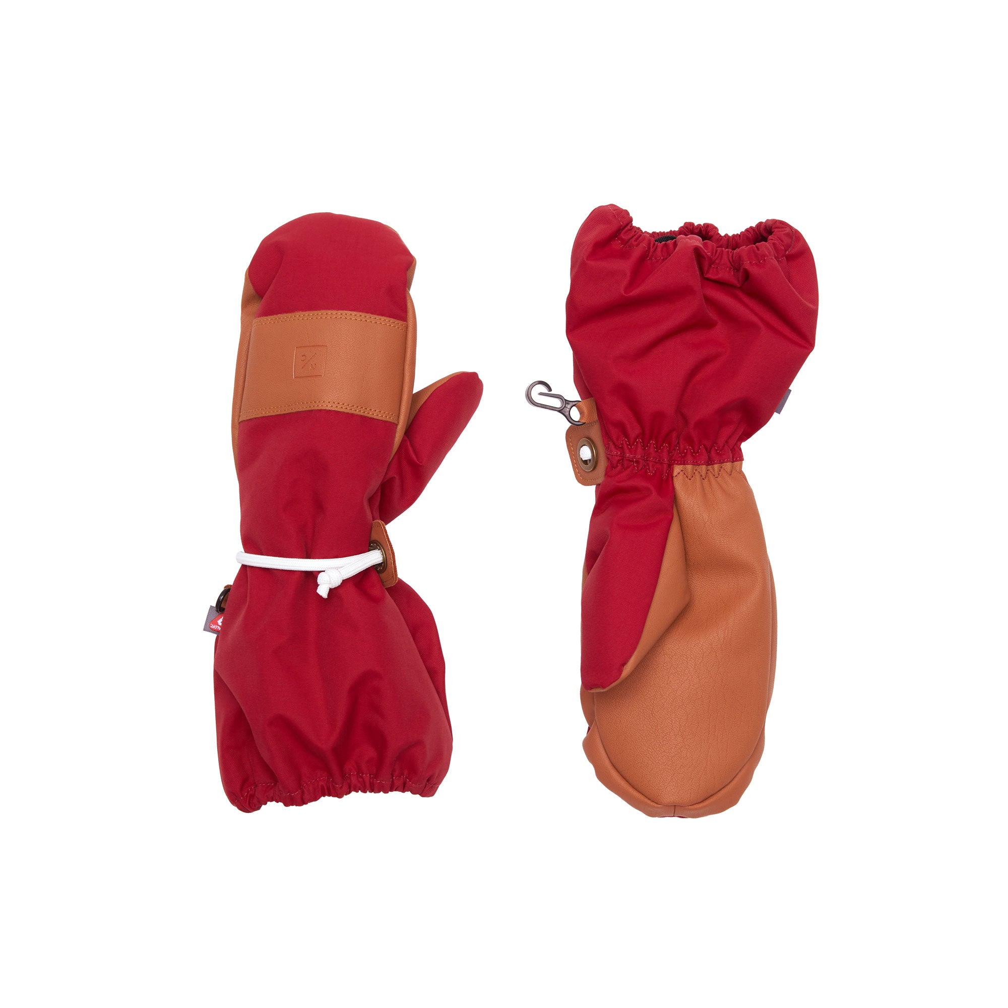 Kids and women's red mittens for boys and girls, featuring warm insulation, soft fleece lining, and waterproof exterior, designed for skiing and winter snow sports to keep hands warm in cold weather