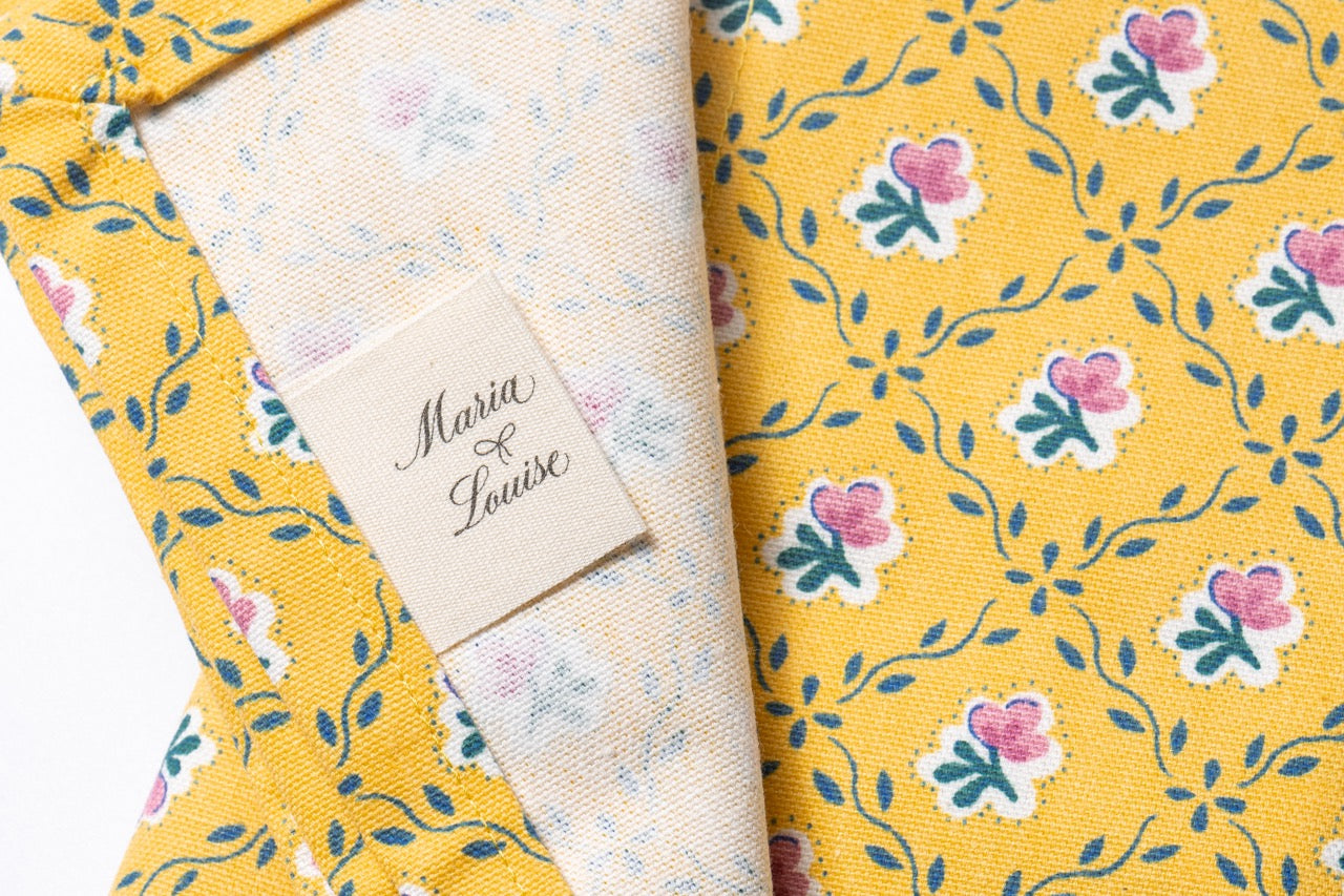 Retro Rose Napkins in Yellow, Set of 4