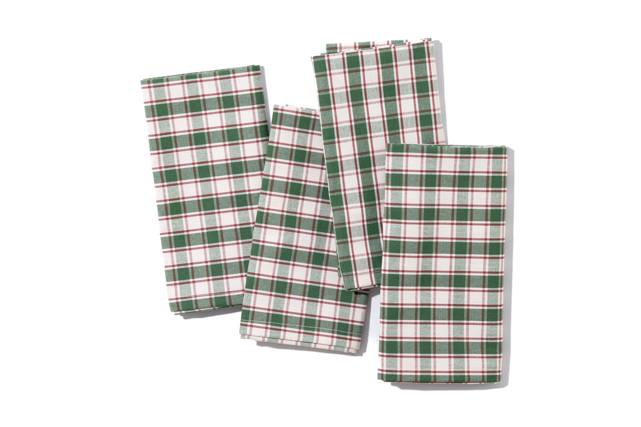 Crimson Grove Plaid Napkins in Green, Set of 4