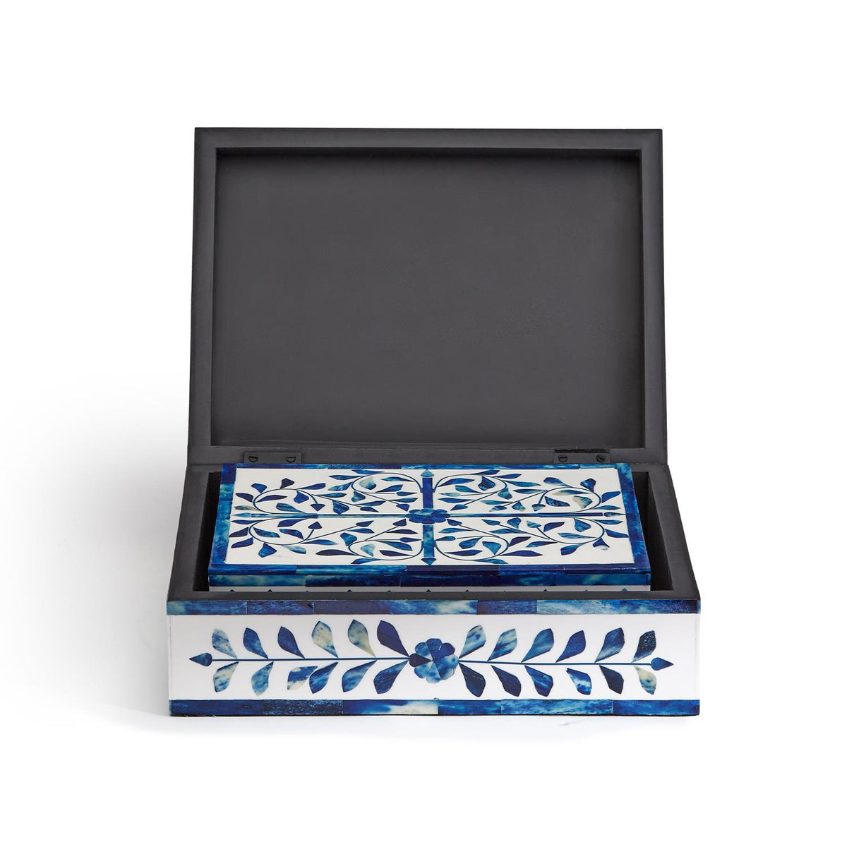 Jaipur Palace Blue & White Tear Hinged Cover Box, Set of 2