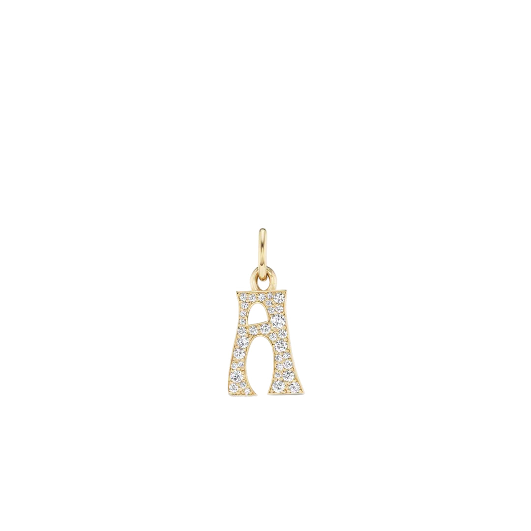 Pave Diamond Letter Charm