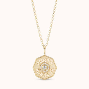 Raised Gold Mini Diamond Halo Porte Bonheur Charm