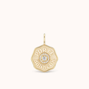 Raised Gold Mini Diamond Halo Porte Bonheur Charm