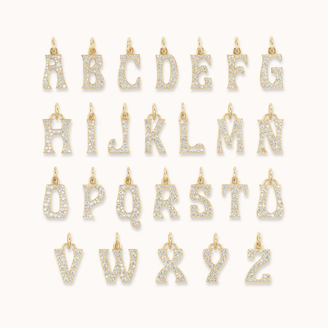 Pave Diamond Letter Charm