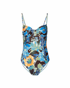 Monroe One-Piece in Chocolate & Aqua Mutli