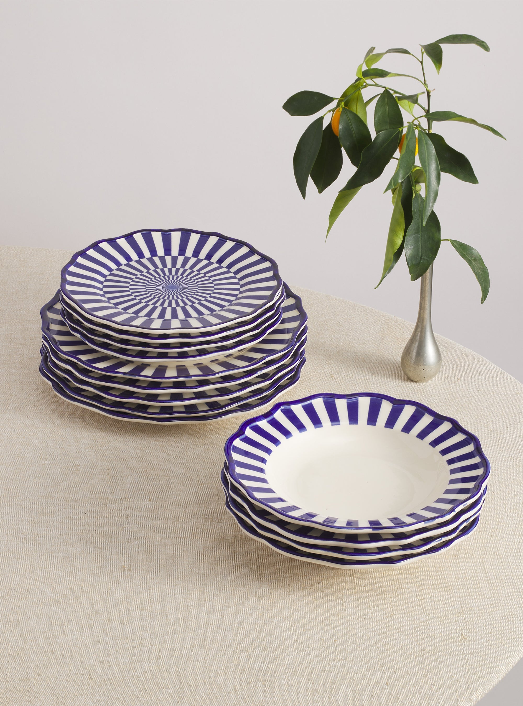 Riviera Dinnerware Set with Pasta Bowl, Set of 12