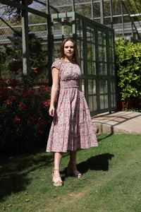 Majorca Midi Dress in Pink Tile