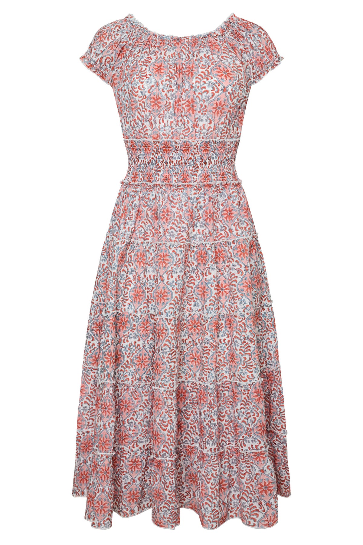 Majorca Midi Dress in Pink Tile