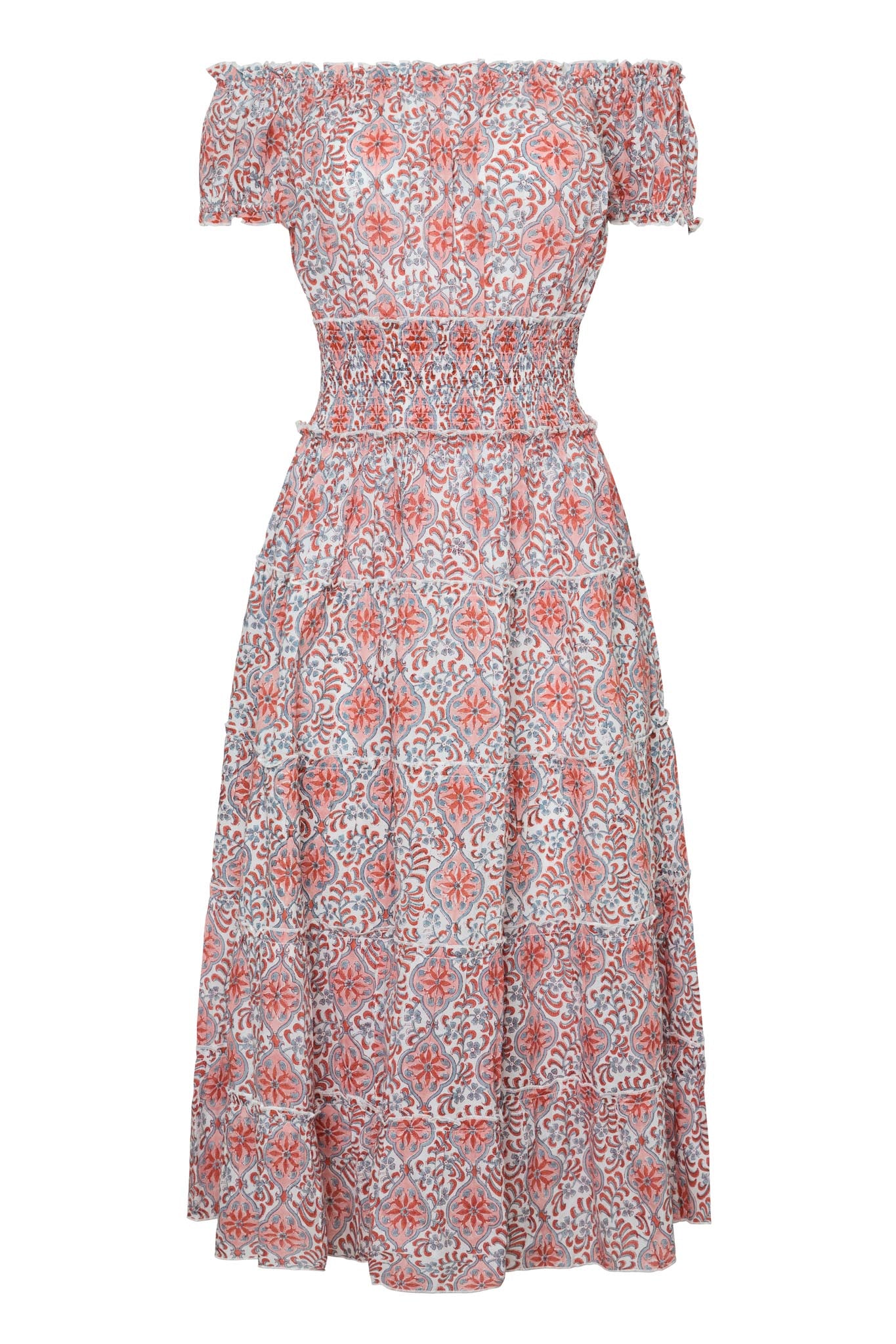 Majorca Midi Dress in Pink Tile