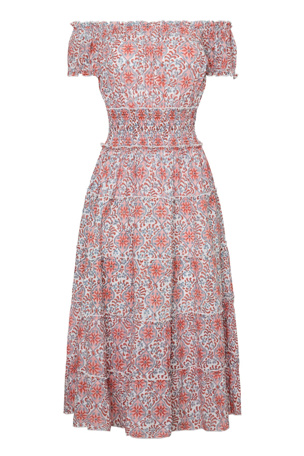 Majorca Midi Dress in Pink Tile
