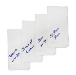 Miss Manners Dinner Napkins, Set of 4 Chefanie 