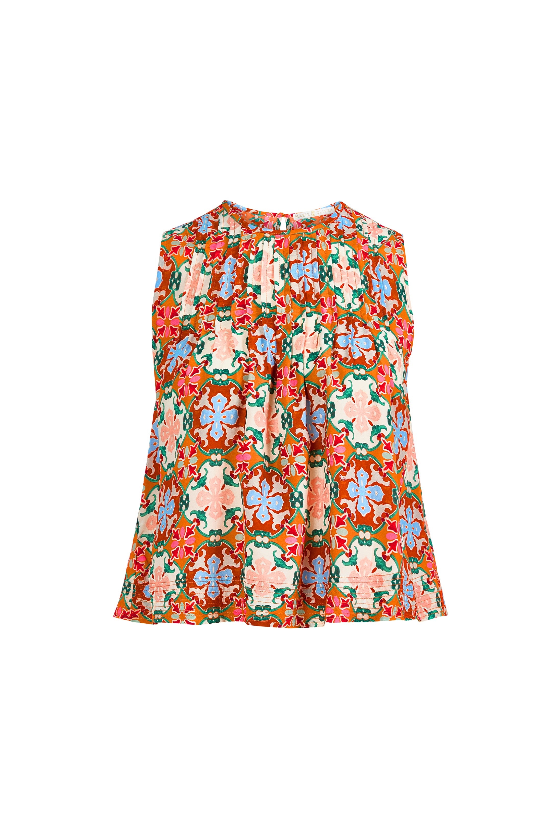 Tank top with a relaxed fit and gathered neckline