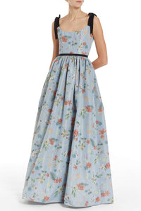 Tatiana Floral Ikat Full Skirt Corset Gown