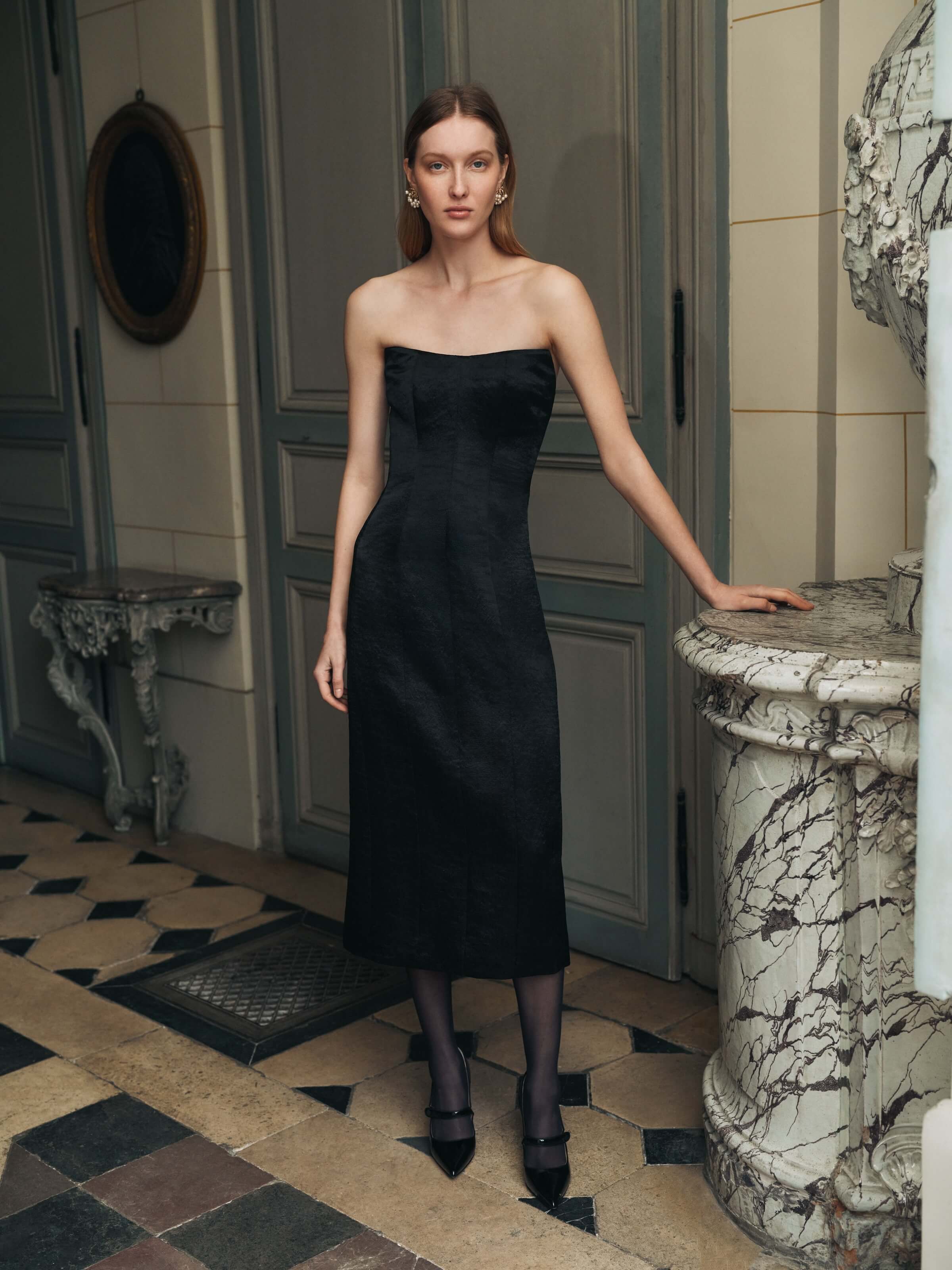 Lana Hammered Satin Midi Dress