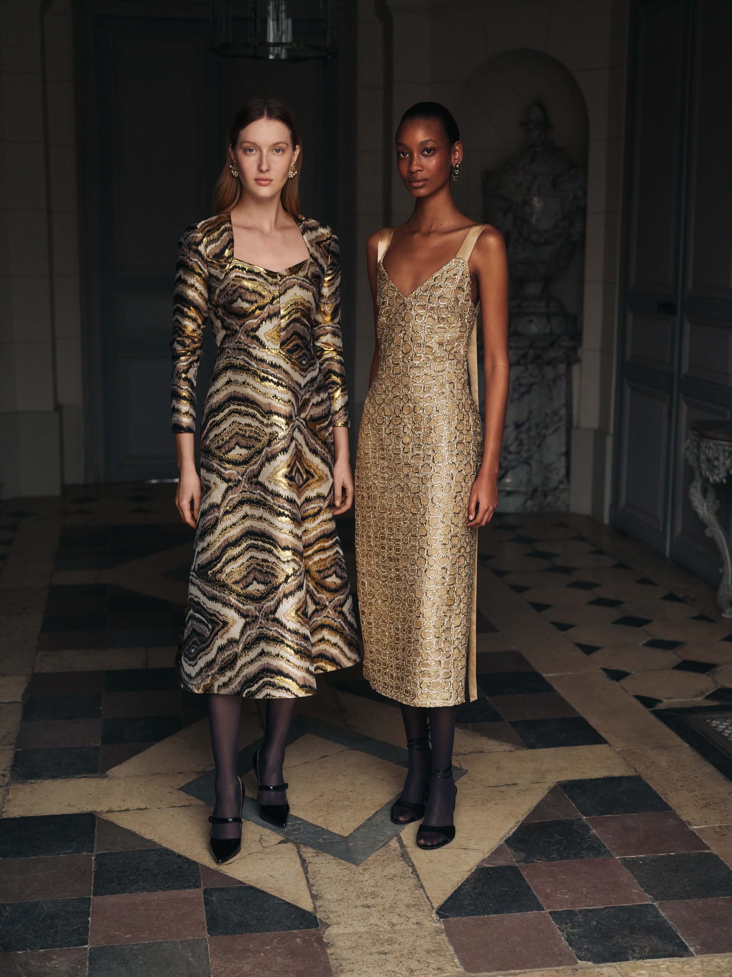 Constance Metallic Jacquard Midi Dress