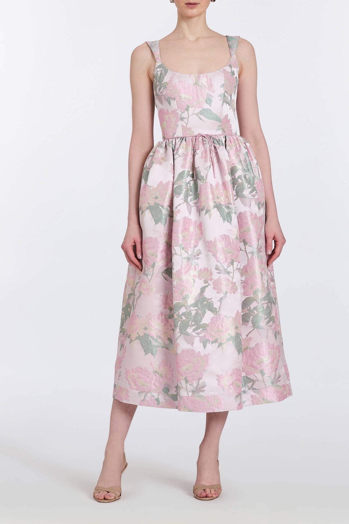 Apple Light Pink Brocade Corset Midi